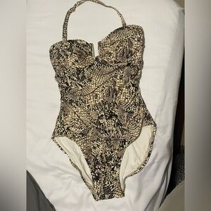 Calvin Klein Collection Black and Cream One Piece Swimsuit